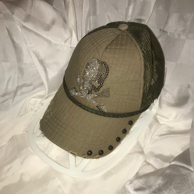 Vintage Y2k 고스펑크 갸루 스터드 스컬 캡