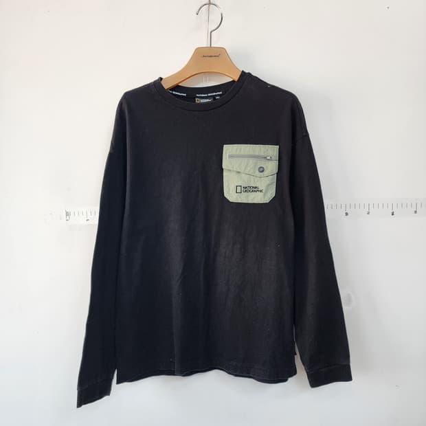 내셔널지오그래픽 키즈 포켓 긴팔 티셔츠 블랙