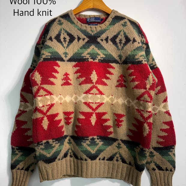 [L] Polo 폴로 나바호 wool 100% 핸드니트 