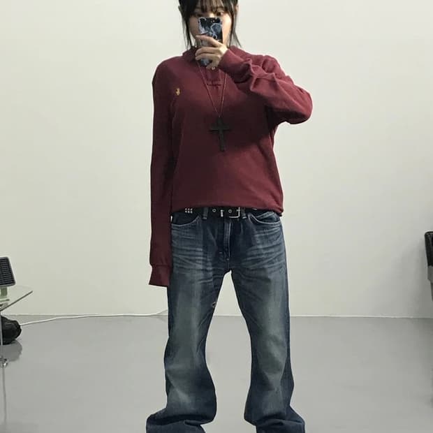 폴로랄프로렌 버건디 카라티