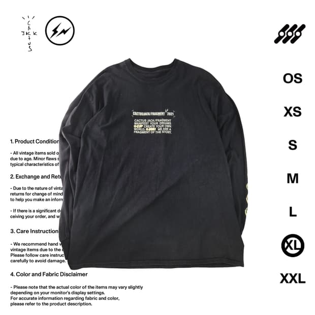 캑터스잭 X 프라그먼트 XL사이즈 21년머천 롱슬리브