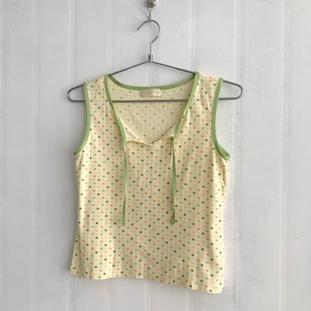 Lime Trim Lemon Yellow Dot Sleeveless