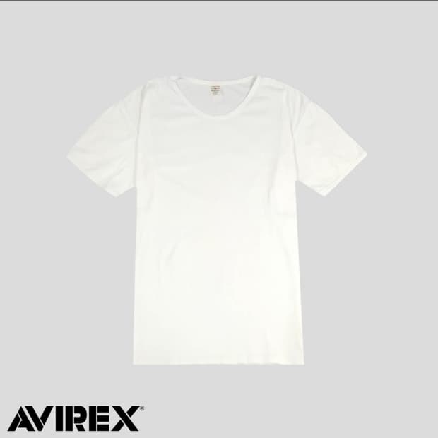 AVIREX WHITE RIBBED SHORT SLEEVE
