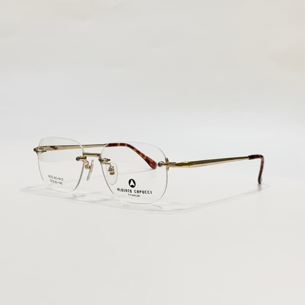 [픽키-676] 무테 사각 골드 메탈 안경 호피 템플팁 가벼운 티타늄