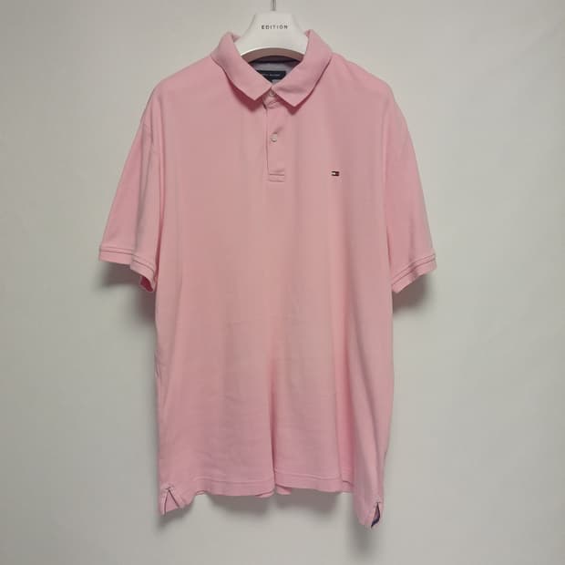 타미힐피거 미니플래그 반팔 카라티 핑크 (Custom 핏/XL)