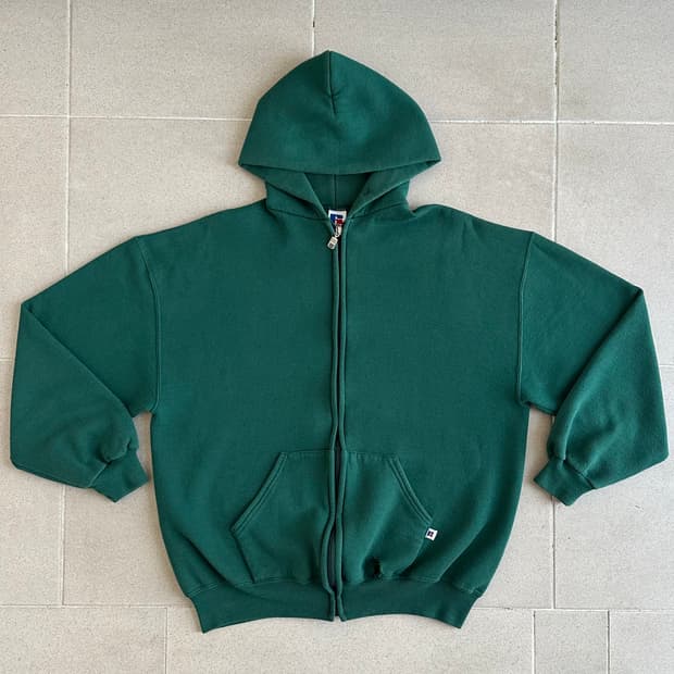 90s 빈티지 러셀 후드집업 그린 XL USA