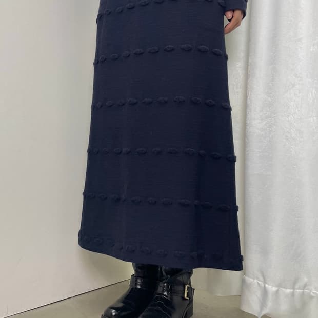 Issey Miyake 네이비 엠보 롱 스커트 set up