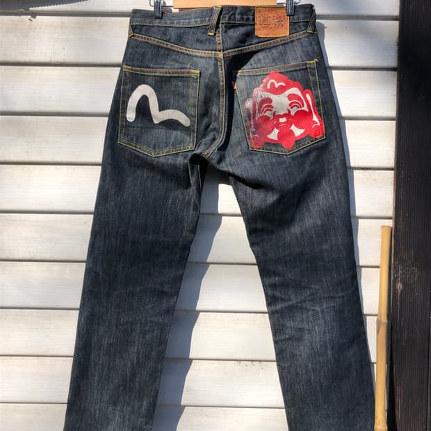 에비수(Evisu) 로고 로우데님팬츠