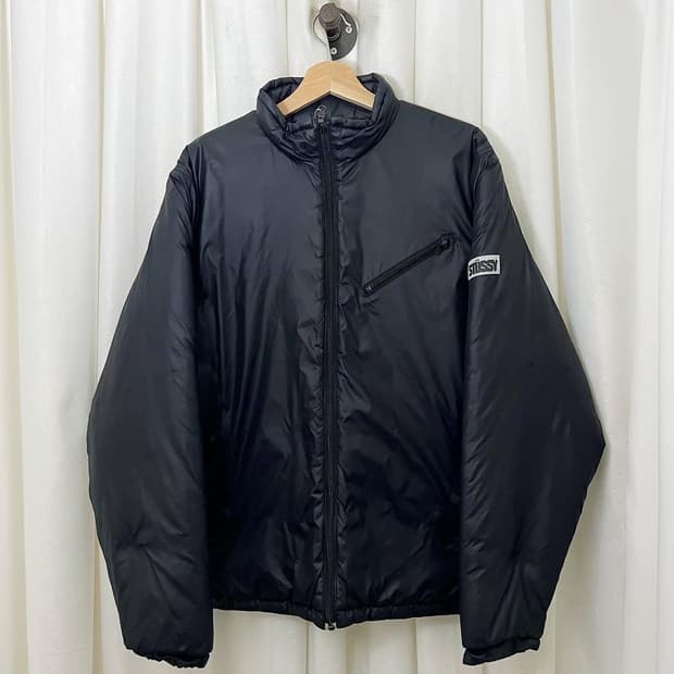 스투시 블랙 리버시블 패딩 점퍼