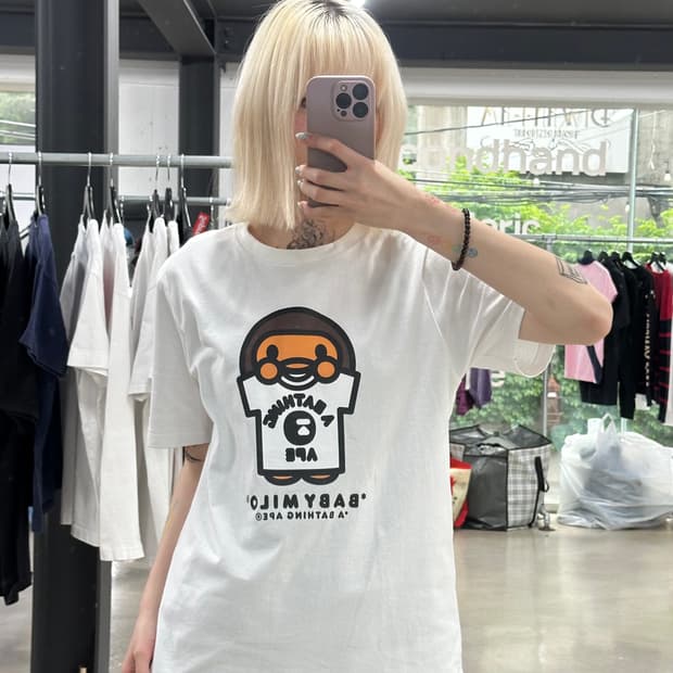 베이프 마일로 컬리지 반팔 티셔츠