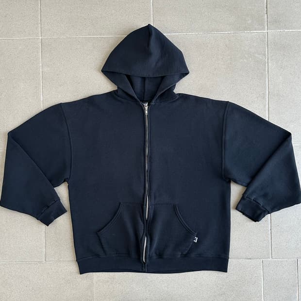 빈티지 러셀 후드집업 블랙 L