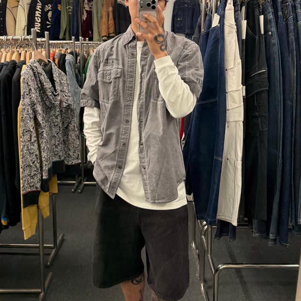 L)할리데이비슨 빈티지 웨스턴포인트 스컬 프린팅 포캣 반팔 셔츠