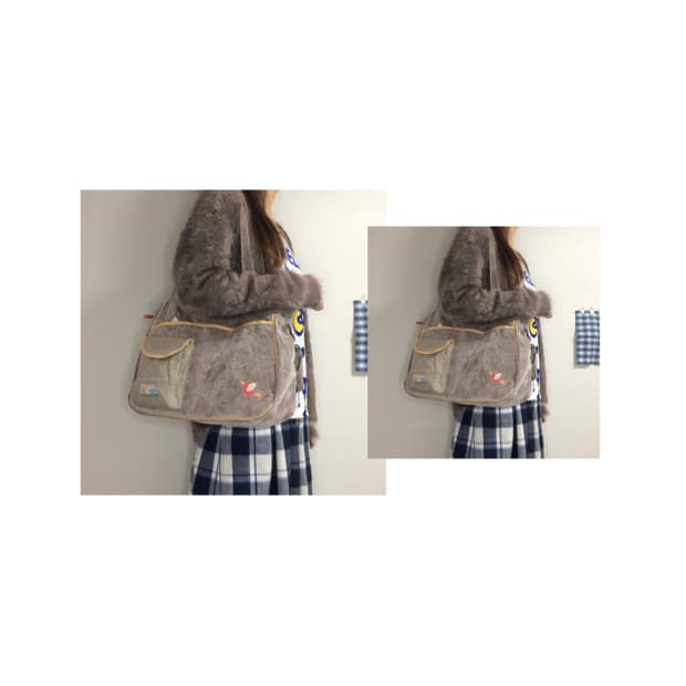 빈티지 브라운 코듀로이 자수 숄더백