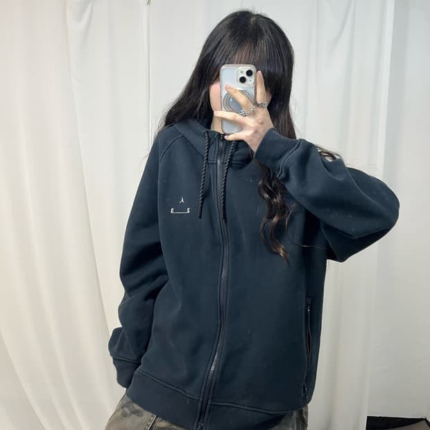 Jordan Black Engineered 2-way Hood Zipup