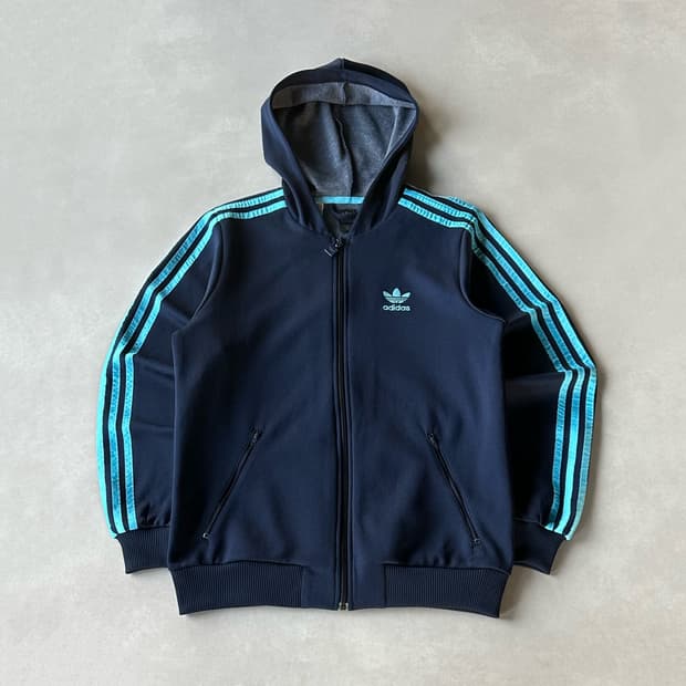[S]아디다스 후드 플락 네이비 트랙탑 져지 