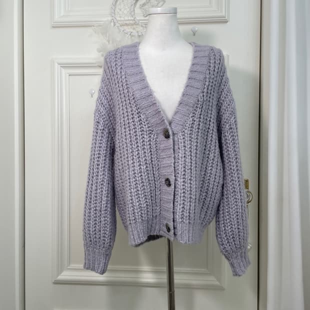 purple wafffle lovely loose cardigan