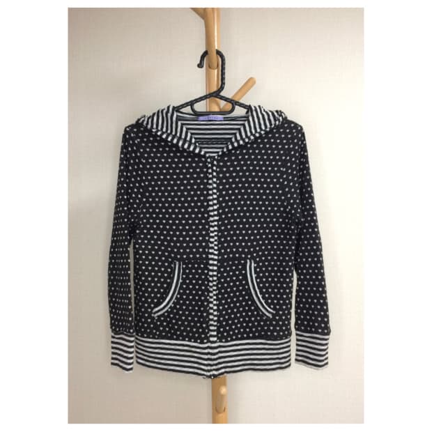 빈티지 하트 도트무늬 후드집업