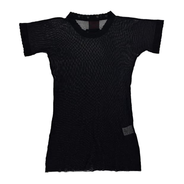  Lace Trim Sheer Mesh Top/ 40