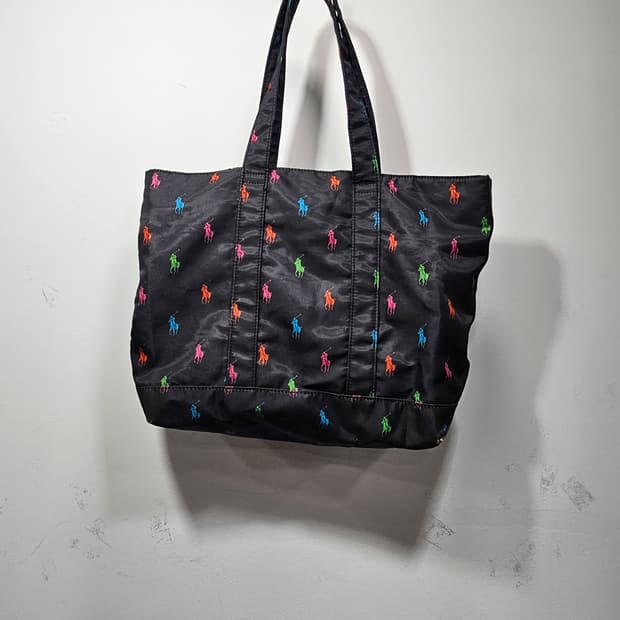 폴로랄프로렌 나일론 멀티컬러 포니 토드백