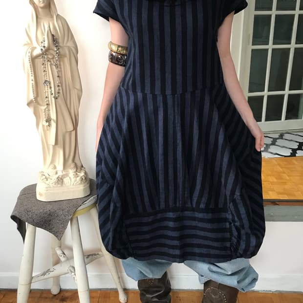 vintage stripe ballon one-piece