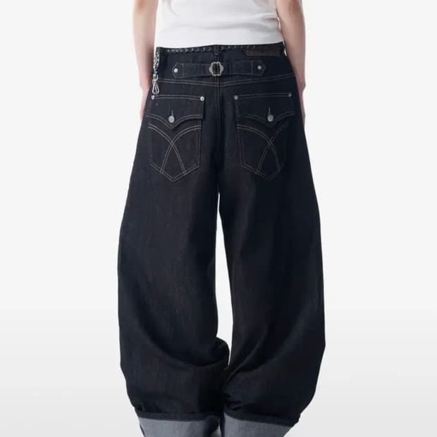 [택있는새상품] 아캄 Cinch Back Denim Pants (1)