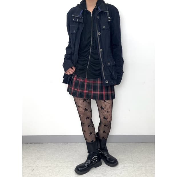 빈티지 펑크 체크 스커트