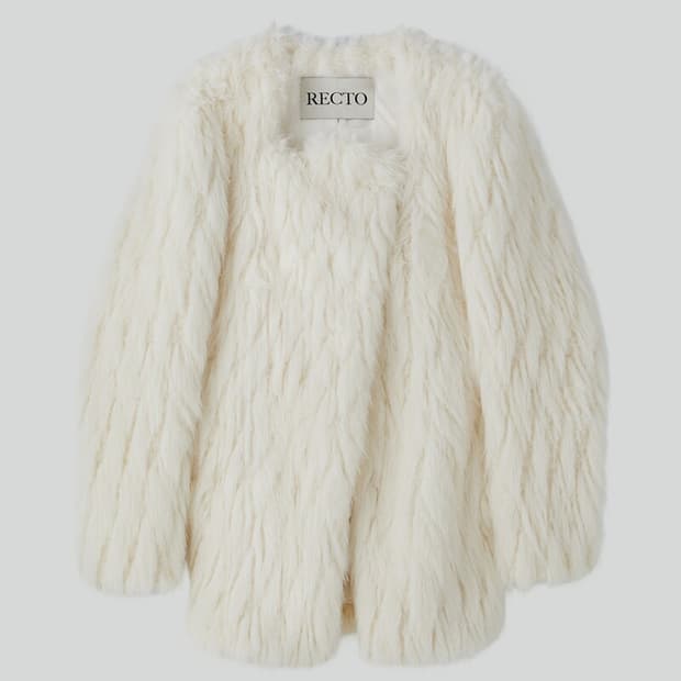 Recto 렉토 SIGNATURE CURVED FAUX FUR 퍼 자켓