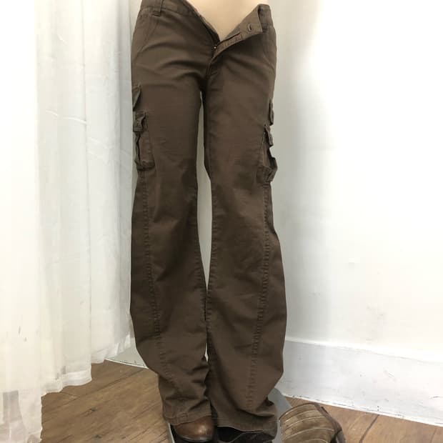 brown cargo bootcut pants