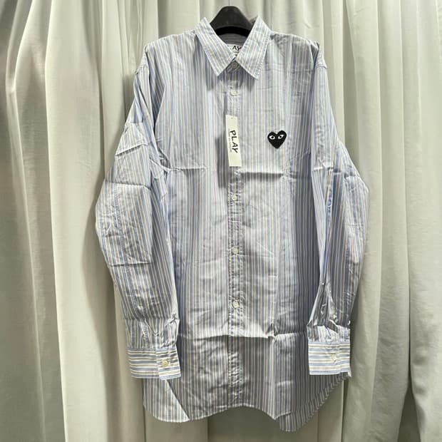 꼼데가르송/ 블랙하트 스트라이프 셔츠/ XL