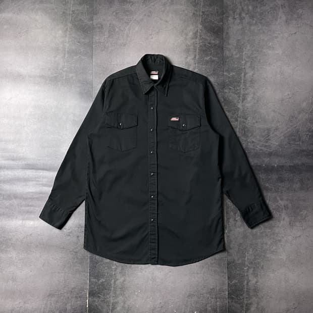 DICKIES 디키즈 빈티지 블랙 스냅버튼 워크 셔츠 A00863
