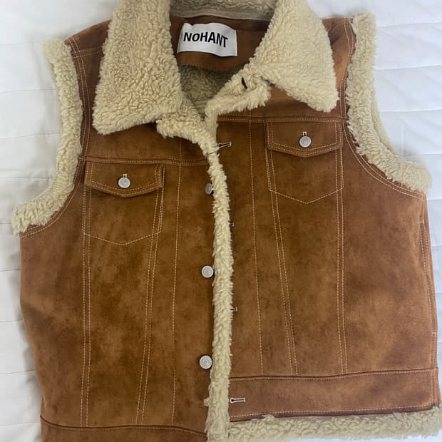 NOHANT 스웨이드 무스탕 조끼 브라운