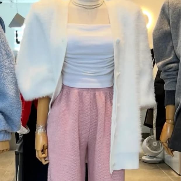 어깨패드 앙고라 가디건자켓