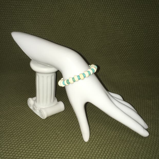 보헤미안 화이트&블루 터키석 팔찌