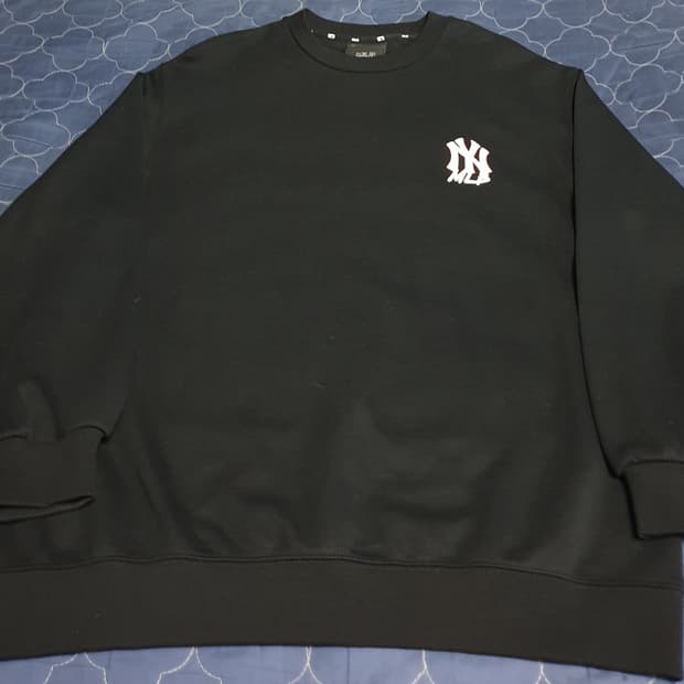 MLB 뉴욕 양키스 풀오버 팝콘 프린팅 맨투맨 블랙 (XS)