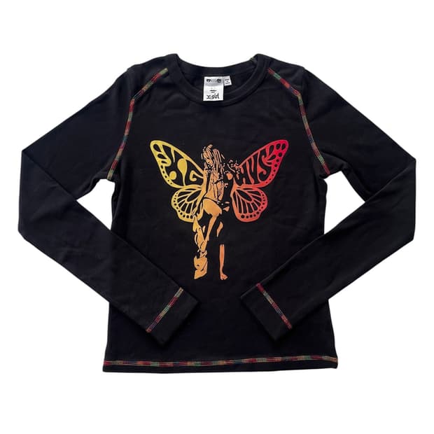 히스테릭 글래머 X 엑스걸 레인보우 나비 히스걸 롱 슬리브 긴팔 티셔츠
