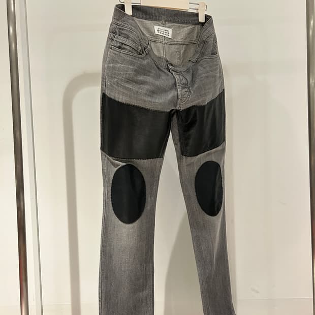 Leather Patchwork Jeans