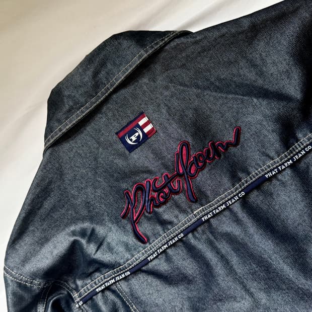 스트릿 올드스쿨 팻팜 스트릿 올드스쿨 새틴 백로고포인트 데님 스트릿 자켓