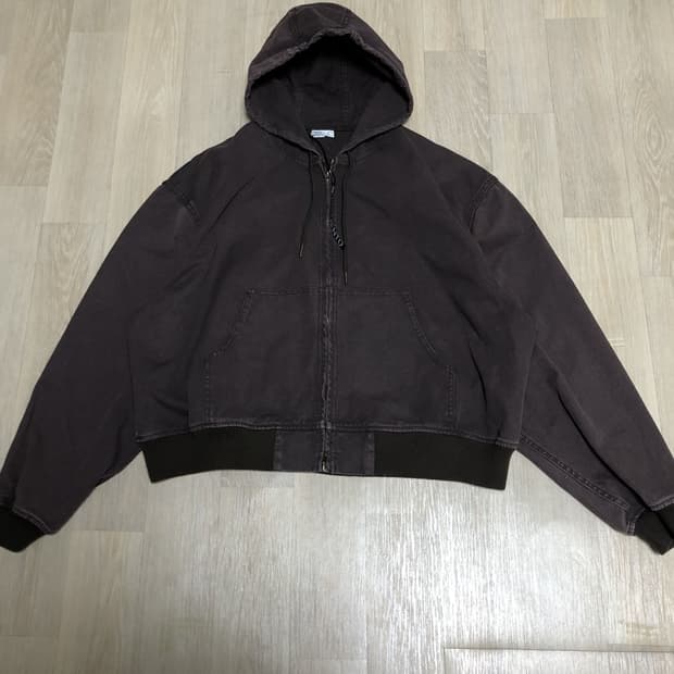 (L) 새상품 파르티멘토 VTG 워시드 워크 후드 집업 브라운