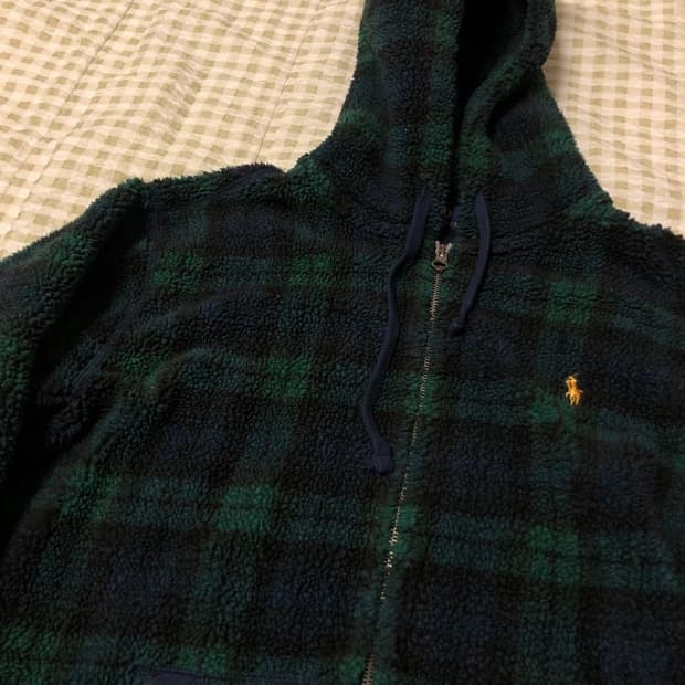 폴로 랄프로렌 블랙와치 타탄체크 후드집업 M