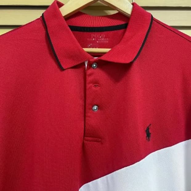 폴로랄프로렌 남성 레드배색PK카라반팔티셔츠 XL사이즈