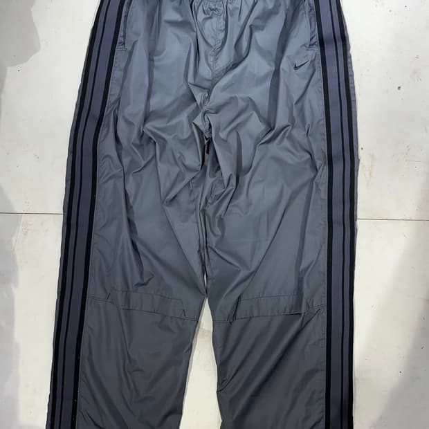 00s 나이키 그레이 새상품 트랙팬츠 블랙 사이드 라인 와이드 팬츠