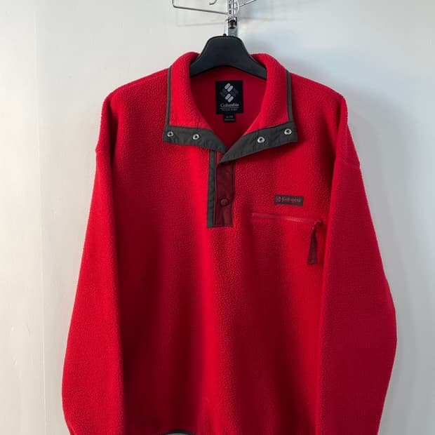 콜럼비아 레드 풀오버 플리스 