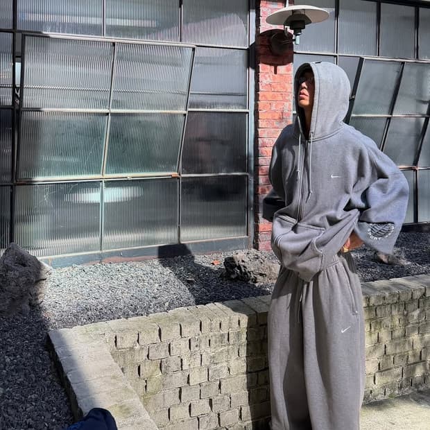 나이키 x 마틴 로즈 풀집 후드 차콜 헤더 XS