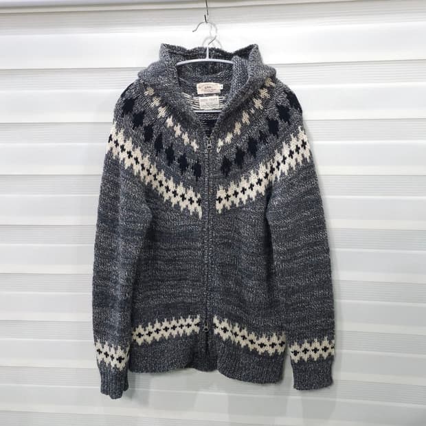 일본 gim 핸드메이드 투웨이 후드집업 니트 M