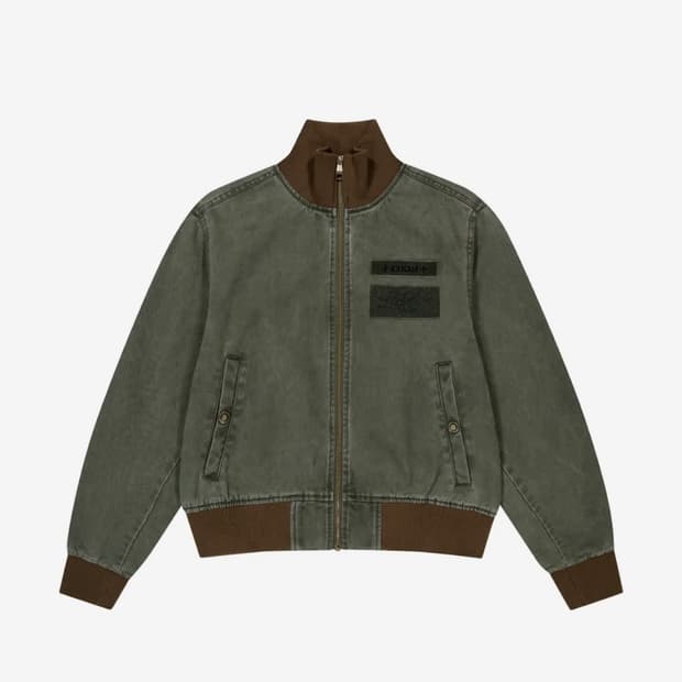 Washed Velcro Jacket (Khaki)