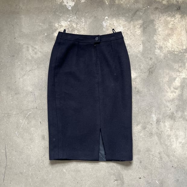 Vintage (Made in France) 울 미디 스커트 