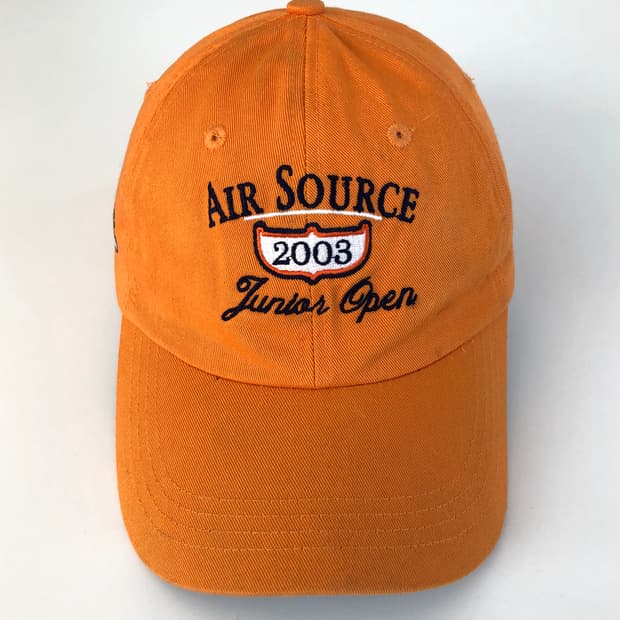 미국 빈티지 Air Source 오렌지 배색 자수 볼캡 모자