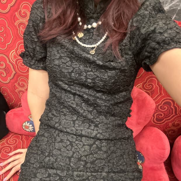 블랙 빈티지 치파오 갸루 파우닝큐빈티지아케호무와걸