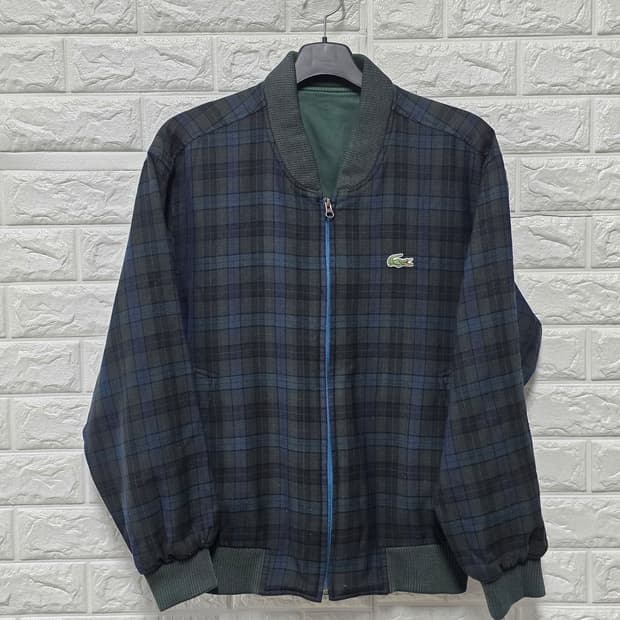 택포_ 라코스테 리시버블 양면 체크 블루종 자켓 100