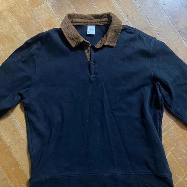 자라 남성 코듀로이 칼라 긴팔 폴로 XL
